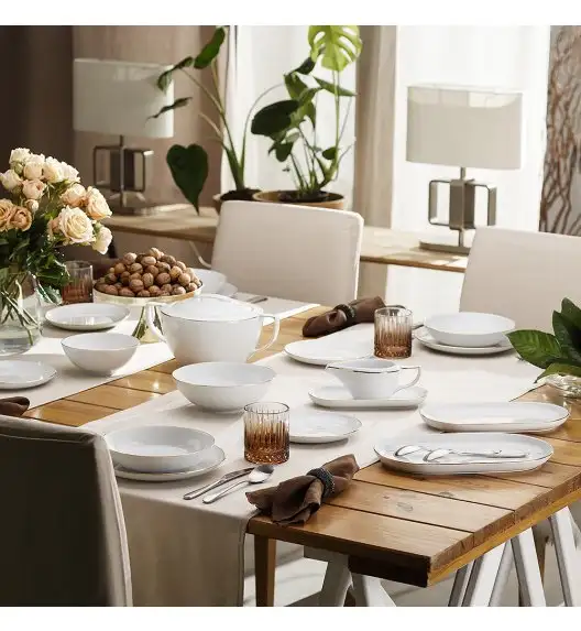 WYPRZEDAŻ! CHODZIEŻ CITY ZŁOTY B326 Komplet 12 talerzy dla 6 osób / porcelana