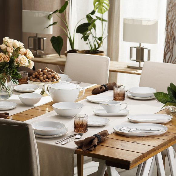 WYPRZEDAŻ! CHODZIEŻ CITY ZŁOTY B326 Komplet 12 talerzy dla 6 osób / porcelana