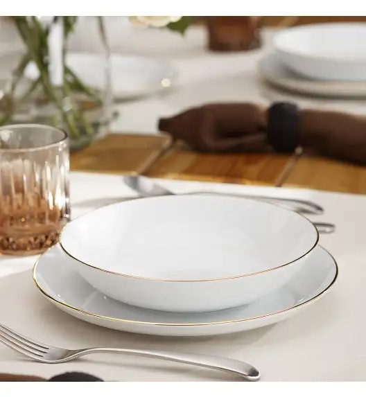 WYPRZEDAŻ! CHODZIEŻ CITY ZŁOTY B326 Komplet 12 talerzy dla 6 osób / porcelana