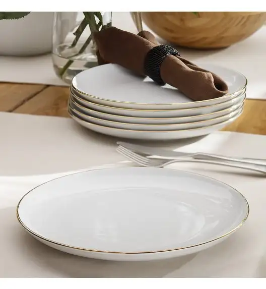 WYPRZEDAŻ! CHODZIEŻ CITY ZŁOTY B326 Komplet 12 talerzy dla 6 osób / porcelana
