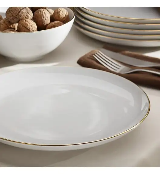 WYPRZEDAŻ! CHODZIEŻ CITY ZŁOTY B326 Komplet 12 talerzy dla 6 osób / porcelana