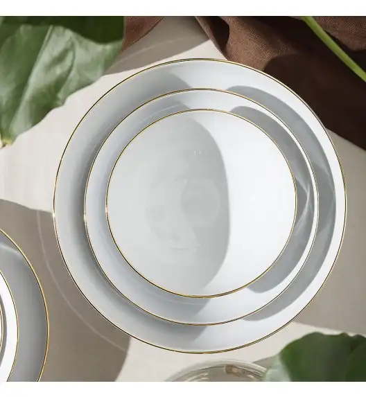 WYPRZEDAŻ! CHODZIEŻ CITY ZŁOTY B326 Komplet 12 talerzy dla 6 osób / porcelana