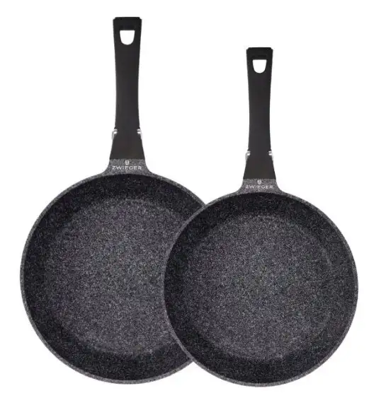 ZWIEGER BLACK STONE CONNECT Komplet patelni 24, 28 cm z odczepianą rączką | GREBLON C3 GRANITE non-stick