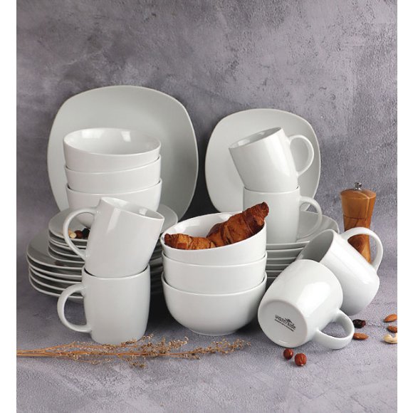 WYPRZEDAŻ! WATERSIDE EVERYDAY WHITE Komplet 4 talerzy dla 1 osoby / porcelana