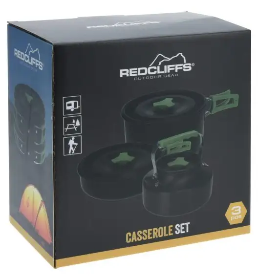 REDCLIFFS Zestaw garnków turystycznych z pokrywkami / 3 szt. / aluminium