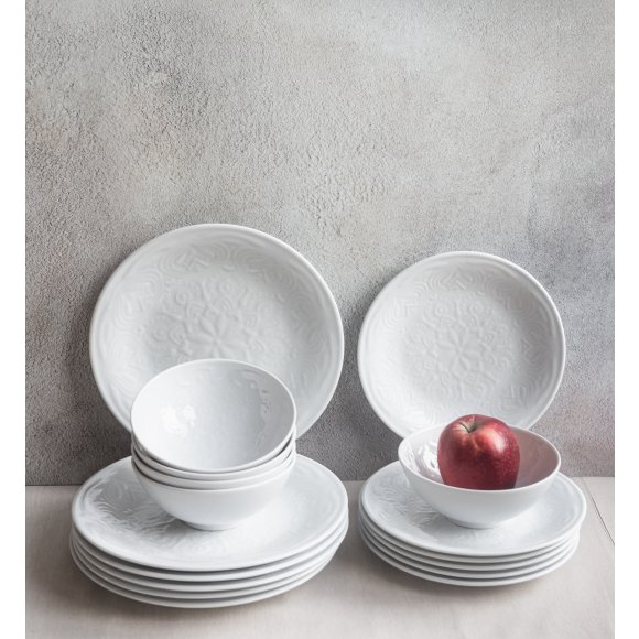 LUBIANA ORIENTAL | BIAŁY | Serwis obiadowy 12/36 el | porcelana