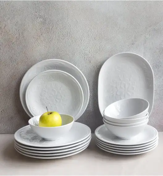 LUBIANA ORIENTAL | BIAŁY | Serwis obiadowy 18/54 el | porcelana