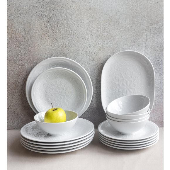 LUBIANA ORIENTAL | BIAŁY | Serwis obiadowy 18/54 el | porcelana