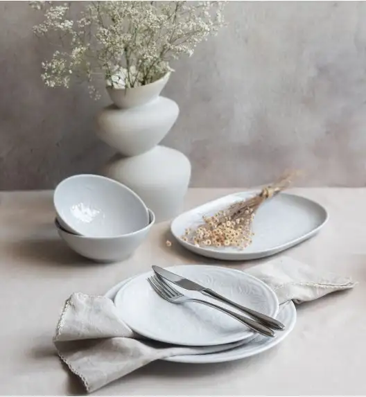 LUBIANA ORIENTAL | BIAŁY | Serwis obiadowy z półmisem 6/19 el  | porcelana