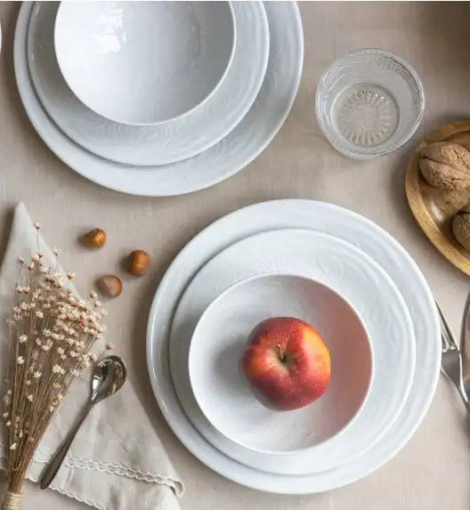 LUBIANA ORIENTAL | BIAŁY | Serwis obiadowy z półmisem 6/19 el  | porcelana