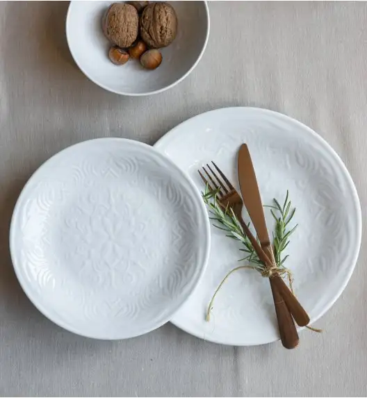 LUBIANA ORIENTAL | BIAŁY | Serwis obiadowy z półmisem 12/37 el  | porcelana