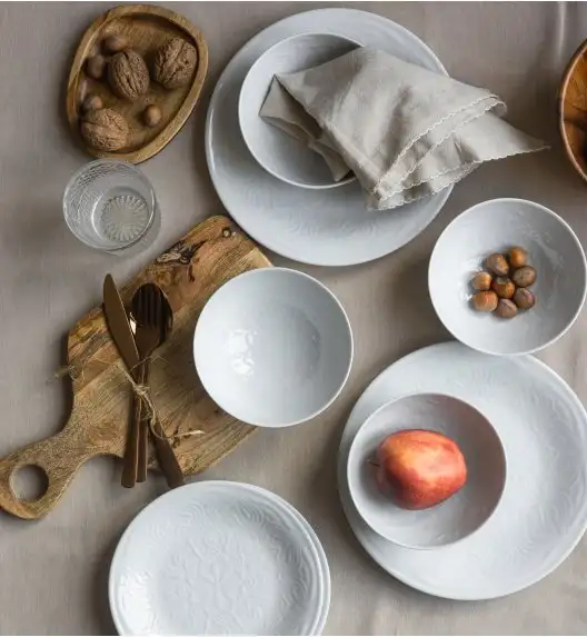 LUBIANA ORIENTAL | BIAŁY | Serwis obiadowy z półmisem 12/37 el  | porcelana
