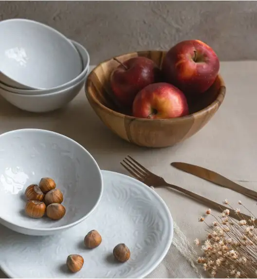 LUBIANA ORIENTAL | BIAŁY | Serwis obiadowy z półmisem 12/37 el  | porcelana