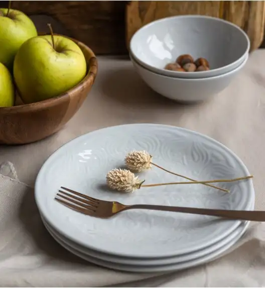 LUBIANA ORIENTAL | BIAŁY | Serwis obiadowy z półmisem 12/37 el  | porcelana