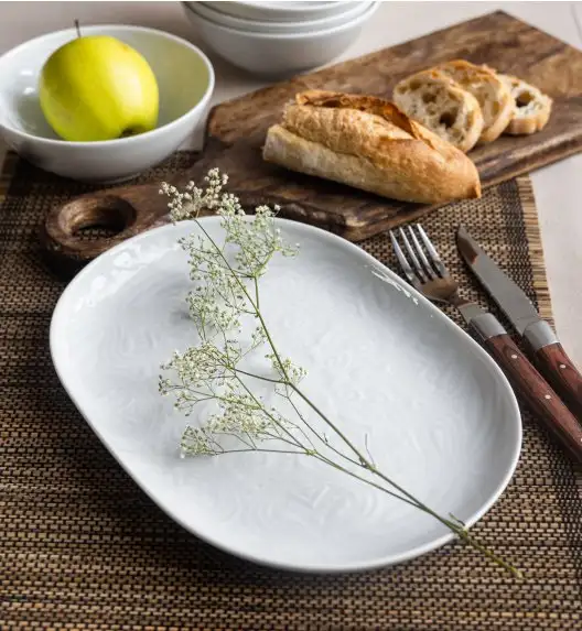 LUBIANA ORIENTAL | BIAŁY | Serwis obiadowy z półmisem 12/37 el  | porcelana