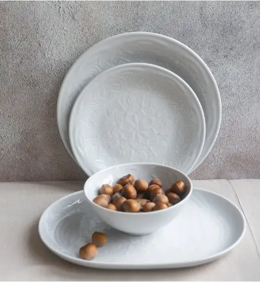 LUBIANA ORIENTAL | BIAŁY | Serwis obiadowy z półmisem 12/37 el  | porcelana