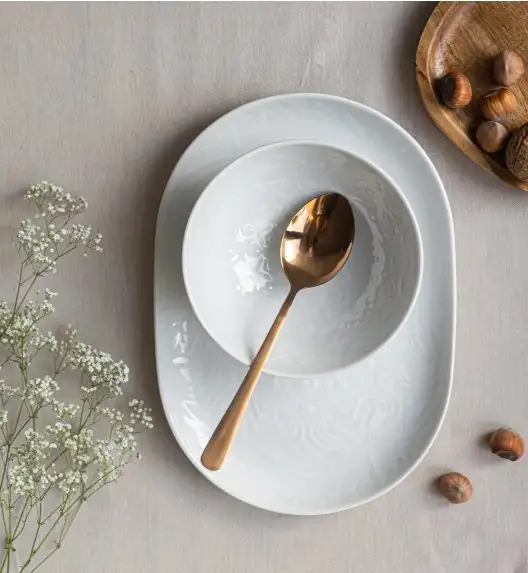 LUBIANA ORIENTAL | BIAŁY | Serwis obiadowy z półmisem 12/37 el  | porcelana