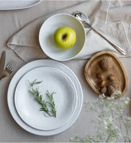 LUBIANA ORIENTAL | BIAŁY | Serwis obiadowy z półmisem 12/37 el  | porcelana
