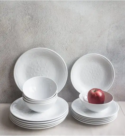 LUBIANA ORIENTAL | BIAŁY | Serwis obiadowy z półmisem 18/55 el  | porcelana