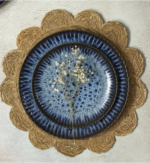 LUBIANA STONEWARE CERAMIKA / COSMOS / Serwis obiadowy 48 elementów dla 12 osób / odcień niebieskiego
