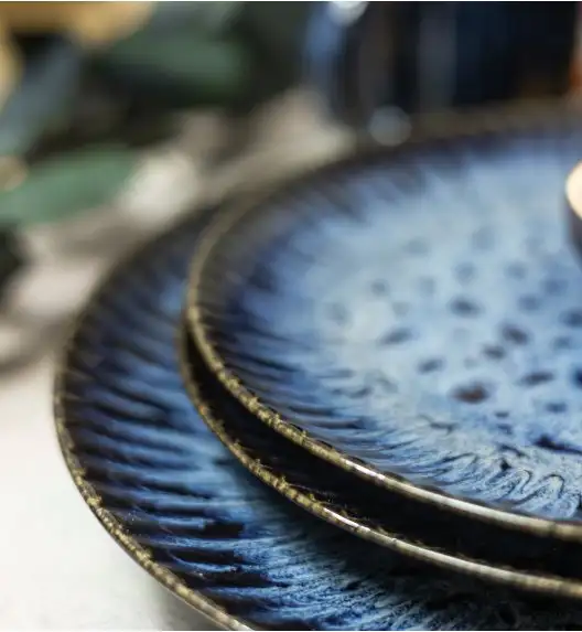 LUBIANA STONEWARE CERAMIKA / COSMOS / Serwis obiadowy 48 elementów dla 12 osób / odcień niebieskiego