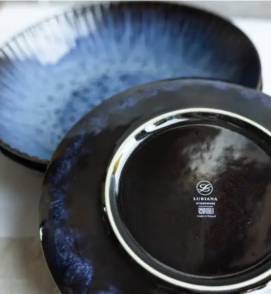 LUBIANA STONEWARE CERAMIKA / COSMOS / Serwis obiadowy 48 elementów dla 12 osób / odcień niebieskiego