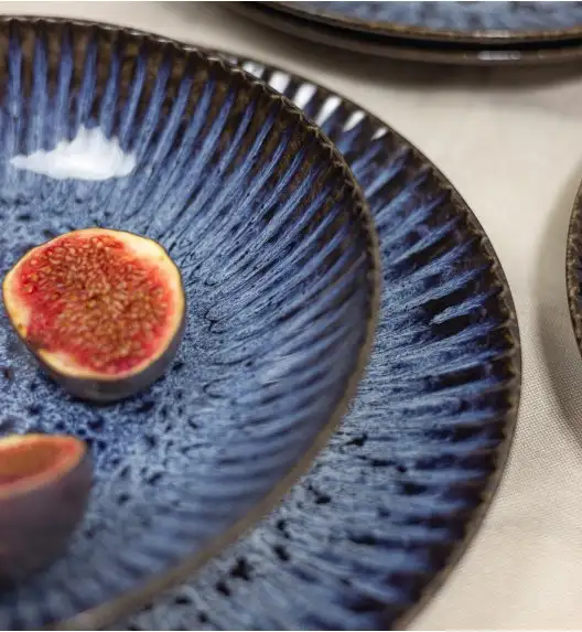LUBIANA STONEWARE CERAMIKA / COSMOS / Serwis obiadowy 48 elementów dla 12 osób / odcień niebieskiego