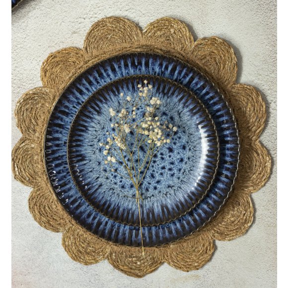 LUBIANA STONEWARE CERAMIKA / COSMOS / 18x Talerz obiadowy 27 cm / odcień niebieskiego