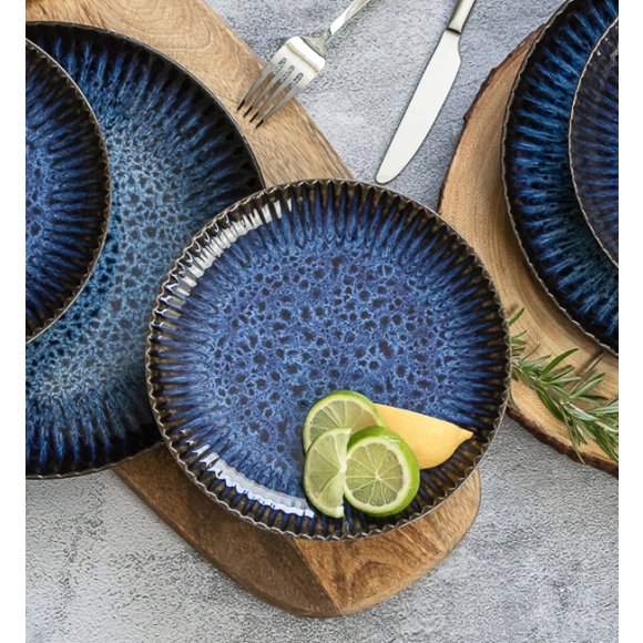LUBIANA STONEWARE CERAMIKA / COSMOS / 18x Talerz obiadowy 27 cm / odcień niebieskiego