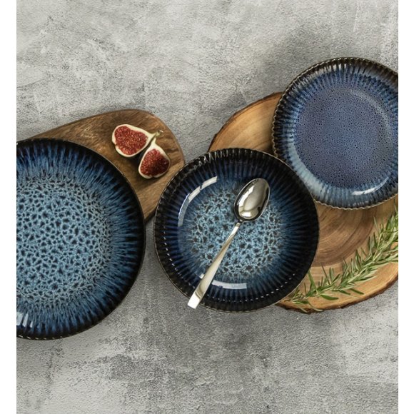 LUBIANA STONEWARE CERAMIKA / COSMOS / 18x Talerz obiadowy 27 cm / odcień niebieskiego