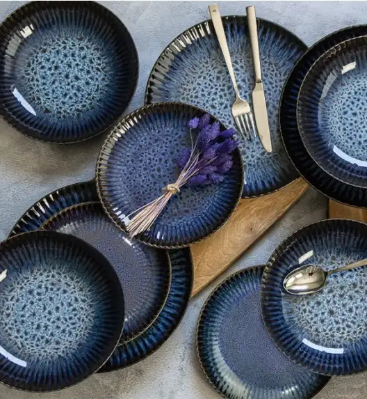 LUBIANA STONEWARE CERAMIKA / COSMOS / 18x Talerz obiadowy 27 cm / odcień niebieskiego