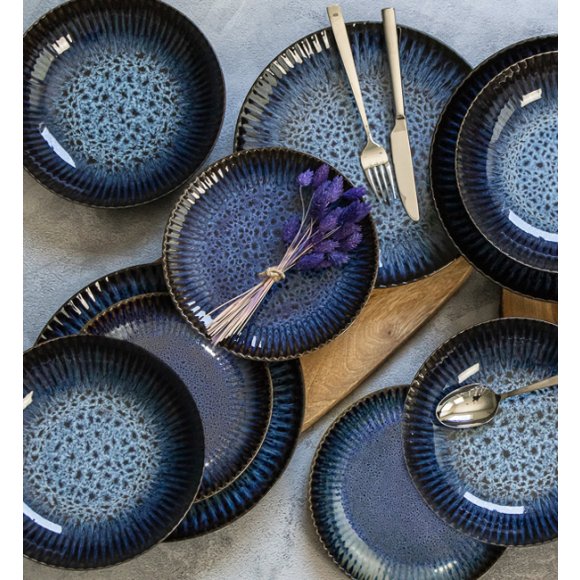 LUBIANA STONEWARE CERAMIKA / COSMOS / 18x Talerz obiadowy 27 cm / odcień niebieskiego
