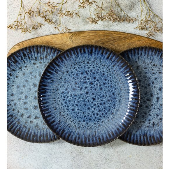 LUBIANA STONEWARE CERAMIKA / COSMOS / 18x Talerz deserowy 20,5 cm / odcień niebieskiego
