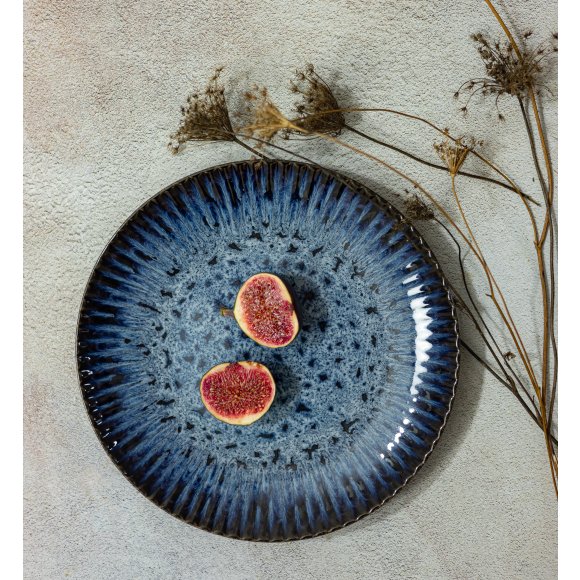 LUBIANA STONEWARE CERAMIKA / COSMOS / 18x Talerz deserowy 20,5 cm / odcień niebieskiego