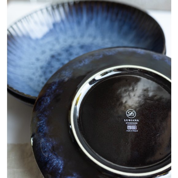 LUBIANA STONEWARE CERAMIKA / COSMOS / 18x Talerz deserowy 20,5 cm / odcień niebieskiego