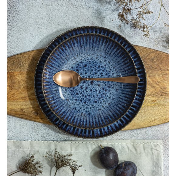 LUBIANA STONEWARE CERAMIKA / COSMOS / 18x Talerz głęboki 22 cm / odcień niebieskiego