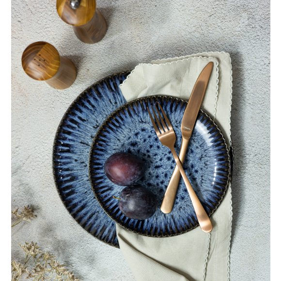 LUBIANA STONEWARE CERAMIKA / COSMOS / 18x Talerz głęboki 22 cm / odcień niebieskiego