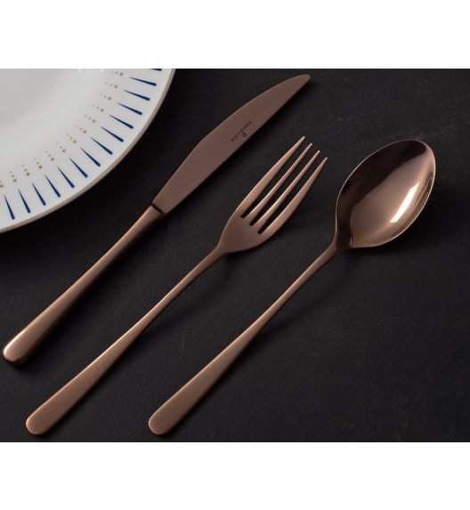 ZWIEGER VESPER COPPERY Sztućce komplet 72 elementy dla 18 osób / miedziane