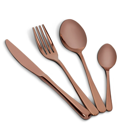 ZWIEGER VESPER COPPERY Sztućce komplet 72 elementy dla 18 osób / miedziane