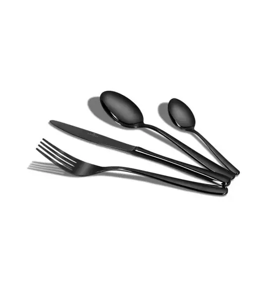 ZWIEGER VESPER BLACK Sztućce komplet 24 elementy dla 6 osób / czarne