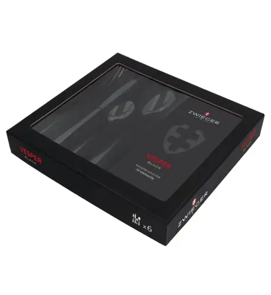 ZWIEGER VESPER BLACK Sztućce komplet 24 elementy dla 6 osób / czarne