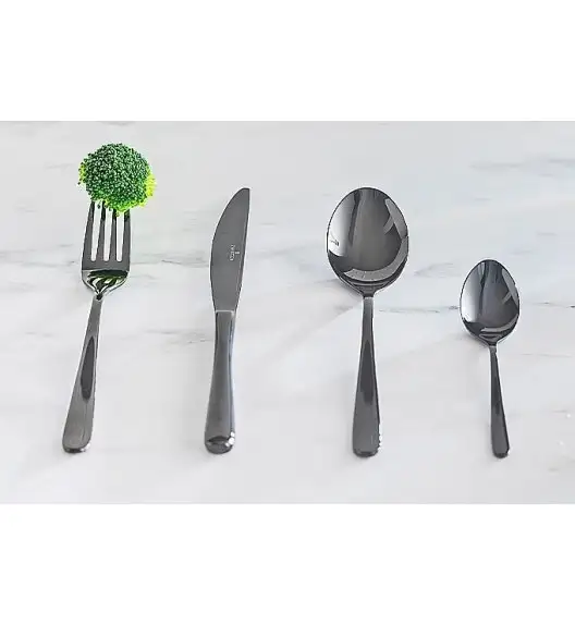 ZWIEGER VESPER BLACK Sztućce komplet 24 elementy dla 6 osób / czarne