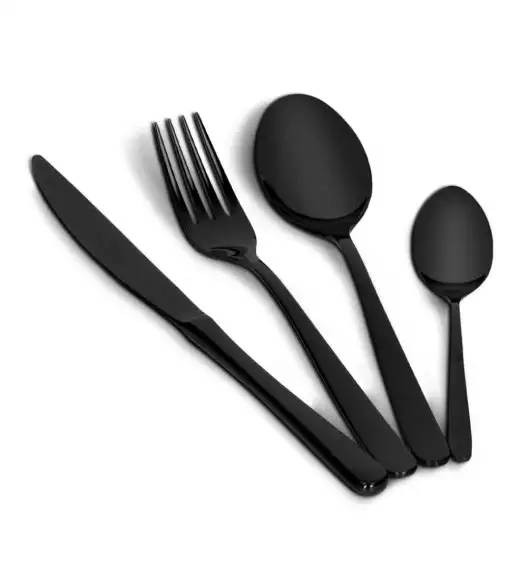 ZWIEGER VESPER BLACK Sztućce komplet 24 elementy dla 6 osób / czarne
