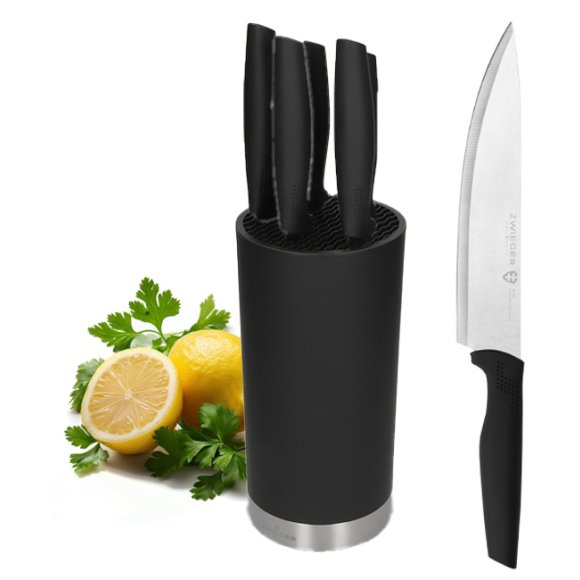 ZWIEGER VIRTU Komplet 5 noży kuchennych w czarnym bloku / stal nierdzewna + tworzywo PP