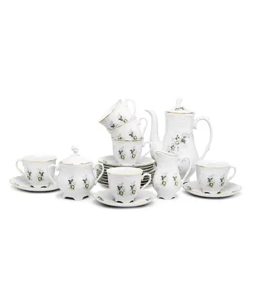 WYPRZEDAŻ! ĆMIELÓW ROCOCO G559 FIOŁKI Zestaw kawowy 20 el / 6 osób / porcelana