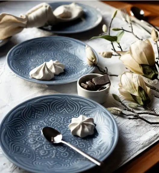 LUBIANA ORIENTAL | K9 SZARO - NIEBIESKI | Talerz deserowy 21 cm | porcelana luz 