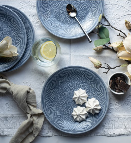 LUBIANA ORIENTAL | K9 SZARO - NIEBIESKI | 6x Talerz deserowy 21 cm | porcelana luz 