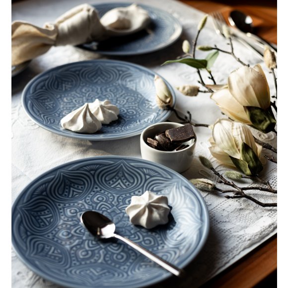 LUBIANA ORIENTAL | K9 SZARO - NIEBIESKI | 12x Talerz deserowy 21 cm | porcelana luz 