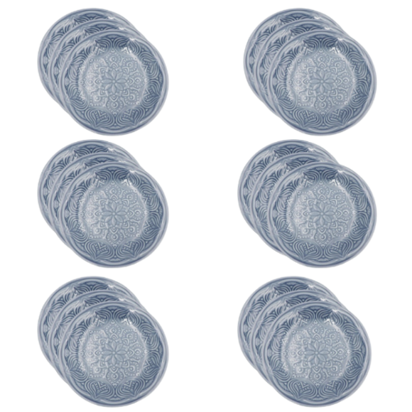 LUBIANA ORIENTAL | K9 SZARO - NIEBIESKI | 18x Talerz deserowy 21 cm | porcelana luz 