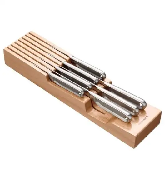 FISKARS EDGE Komplet 7 noży kuchennych + drewniany blok do szuflady 